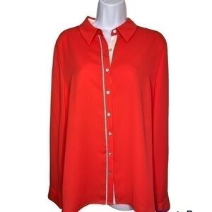 Adrianna Papell solid utility shirt with ivory contrast